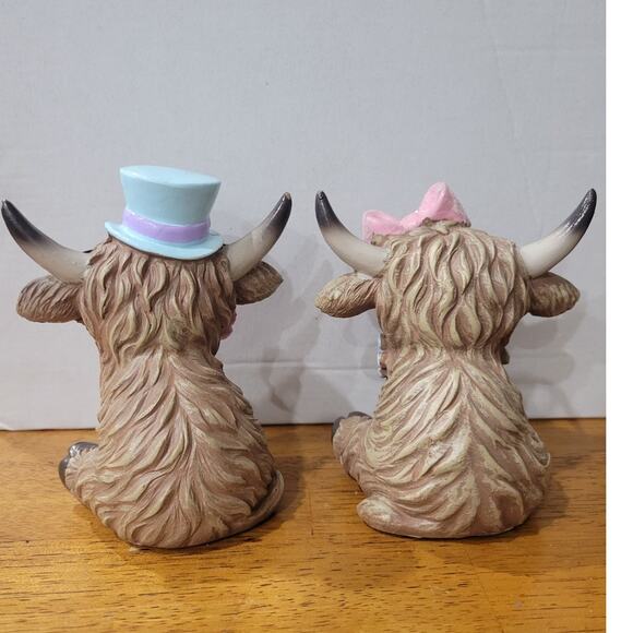 2025 Hobby Lobby Easter Spring Highland Cows Set of 2 Resin Figurines NEW - Picture 6 of 7